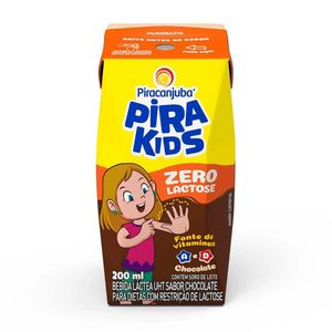 Achocolatado Pirakids Sabor Chocolate Zero Lactose com 200ml