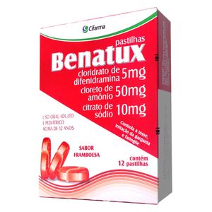 Benatux 5 + 50 + 10mg Framboesa 12 Pastilhas