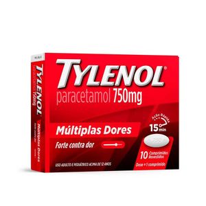 Tylenol Paracetamol 750mg Múltiplas Dores 10 comprimidos
