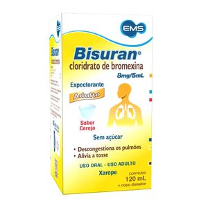 Bisuran Cloridrato de Bromexina 0,8mg/0,5ml Xarope Infantil 120ml