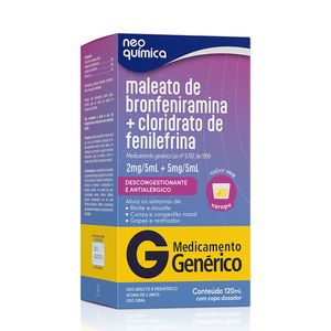 Maleato de Bronfeniramina + Cloridrato de Fenilefrina Xarope Neo Química 120ml