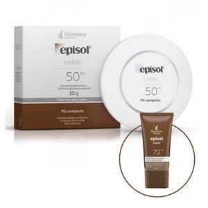 Kit Episol Color Pó Compacto FPS50 Pele Morena Mais 10g + Protetor Solar Tom 4 Médio Escuro FPS70 40ml