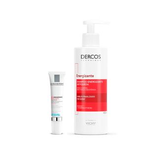 Kit Corretor Anti-Idade Redermic R Olhos La Roche 15ml+Shampoo Antiqueda Vichy Dercos Energizante 400ml