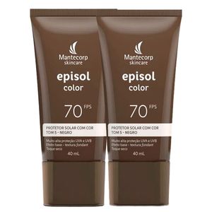 Kit com 2 Protetor Solar Episol Color Tom 5 Negro FPS70 40ml cada