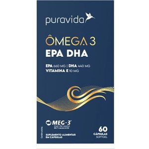 Suplemento alimentar Puravida Ômega 3 EPA DHA 60 cápsulas