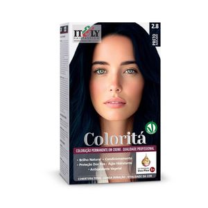 Tinta de Cabelo Coloritá Itely Coloração Em Creme 2.8 Preto Azulado