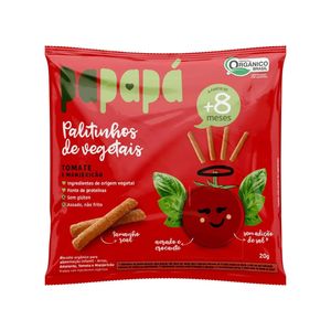 Biscoito Orgânico Infantil Papapá Palitinhos de Vegetais Tomate e Manjericão 20g