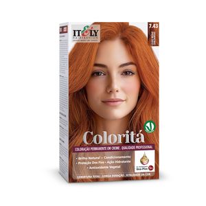Tinta de Cabelo Coloritá Itely Louro Médio Cobre Dourado 7.43