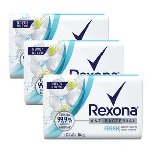 Kit 3 Sabonete Rexona Antibacterial Fresh Barra 84g cada