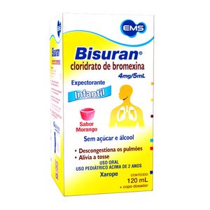 Bisuran Cloridrato de Bromexina 0,4mg/0,5ml Xarope Infantil 120ml