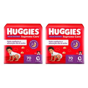 Kit 2 Fralda Descartável Huggies Supreme Care Roupinha Bag G 70 Unidades Cada