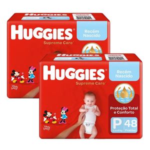 Kit Fralda Huggies Supreme Care P 96 Tiras