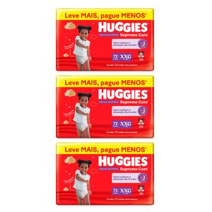 Kit 3 Fralda Huggies Supreme Care Roupinha Max XXG 72 unidades Cada