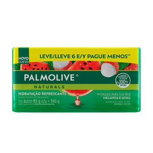 Kit Sabonete Palmolive Naturals Melancia e Lichia Com 6 Unidades 85g Cada