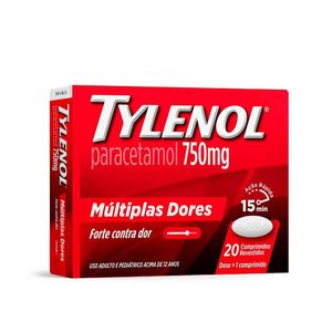 Tylenol Paracetamol 750mg Múltiplas Dores 20 comprimidos