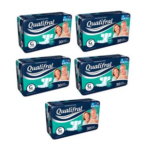 Kit 5 Fralda Geriátrica Qualifral Econômico G 30 Unidades cada