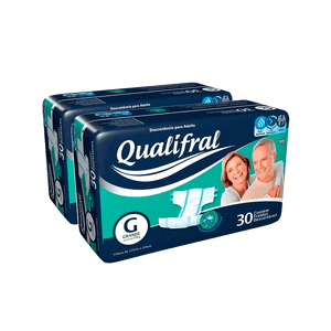 Kit Fralda Geriátrica Qualifral Econômico G 60 Unidades