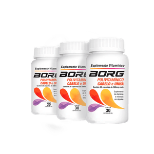 Kit Borg Cabelo Pele Unhas 500mg 90 Cápsulas