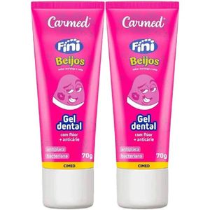Kit 2 Gel Dental Carmed Fini Beijos Flúor + Anticárie 70g Cada