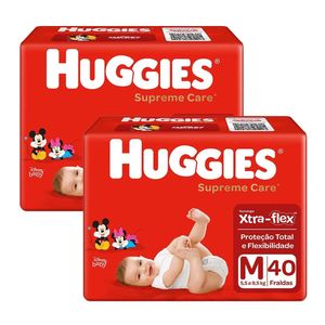 Kit Fralda Huggies Supreme Care M 80 Tiras