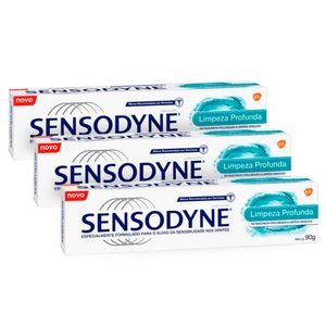 Kit 3 Creme Dental Sensodyne Limpeza Profunda 90g cada