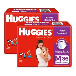 Kit 2 Fralda Huggies Roupinha Supreme Care M 72 Unidades