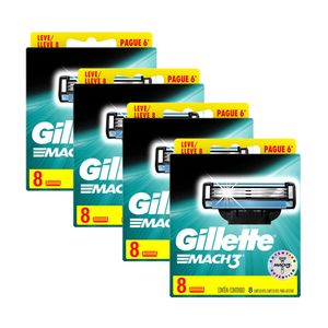 Kit com 4 Carga Gillette Mach3 leve 8 pague 6