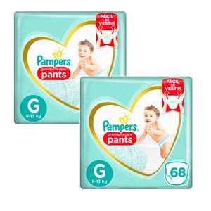 Kit 2 Fralda Descartável Pampers Premium Care Pants G 68 Unidades cada