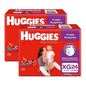 Kit 2 Fralda Huggies Roupinha Supreme Care XG 48 Tiras