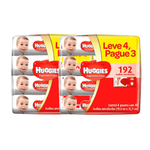 Kit com 2 Toalhas Umedecidas Huggies Supreme Care Leve 4 Pague 3