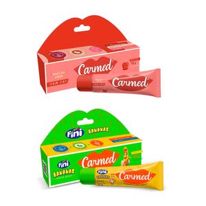 Kit 2 Hidratante Labial Carmed Maçã do Amor Com Cor  e Fini Banana 10g cada