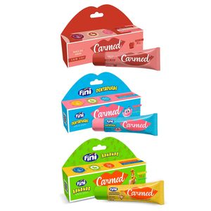 Kit 3 Carmed Labial Fini Banana + Dentadura + Maça do Amor