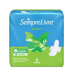 Absorvente Sempre Livre Externo Adapt Cobertura Suave com Abas 8 Unidades
