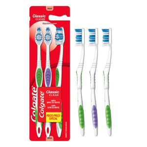 Escova Dental Colgate Classic Clean Macia com 3 Unidades