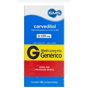 Carvedilol Ems 3,125mg com 30 comprimidos