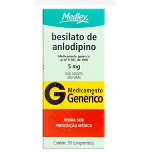 Besilato Anlodipino Medley 5mg com 30 comprimidos