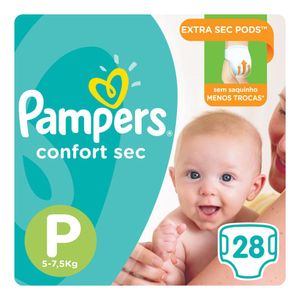 Fralda Pampers Confort Sec Tamanho P Descartável com 28 Unidades
