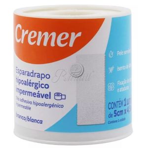 Esparadrapó cremer Hipoalérgico Branco 5cm X 4,5M com 1 Unidade