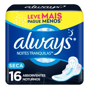Absorvente Always Noturno Noites Tranquilas Seca com Abas 16 Unidades