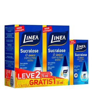 Adoçante Linea Sucralose líquido 75ml Leve 2 Ganhe Grátis Linea de 25ml