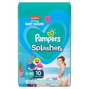 Fralda Pampers Splashers Baby Shark Tamanho G/Xxg com 10 Unidades