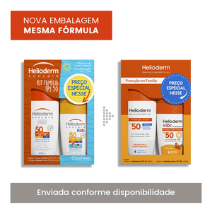 Kit Protetor Solar Família Helioderm Corporal Adulto Fps 50 200ml + Infantil Hipoalergênico Fps 50 120ml