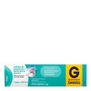 Sulfato de Neomicina+ Bacitracina Medley 5mg+ 250Ui pomada 15g