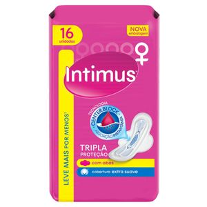 Absorvente Intimus Gel Tripla Proteção Cobertura Suave com Abas Leve 16 Pague 14 Unidades