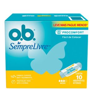 Absorvente O.B Médio Star Leve 10 Pague 8 Unidades