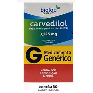 Carvedilol Biolab 3,12mg com 30 comprimidos