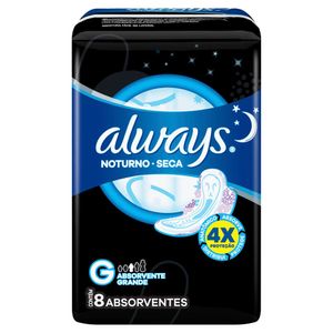 Absorvente Always Noturno Always Noites Tranquilas Seca com Abas 8 Unidades