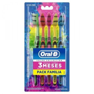 Kit com 5 Escovas Dentais Oral-B Color Collection Macia