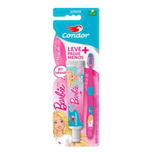 Kit Escova Dental Condor Barbie + Gel Dental Tutti Frutti 50g