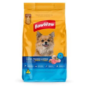 Ração Baw Waw Cães Sênior para Raças Pequenas  Sabor Carne  Frango E Arroz 900g